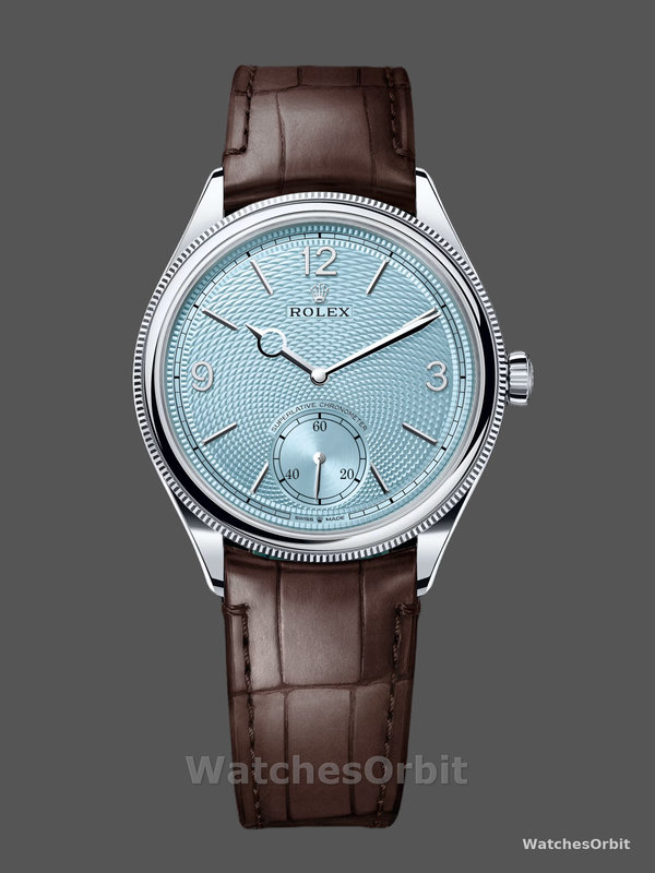 Rolex 1908 52506 0002 Ice Blue Dial Brown Leather Strap 39 mm Replica Watch
