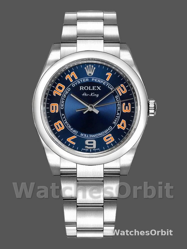 Rolex Oyster Perpetual Air-King 114200 Concentric Blue Dial 34mm Unisex Replica watch