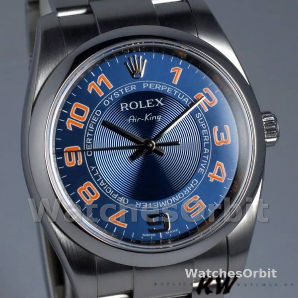 Rolex Oyster Perpetual Air-King 114200 Concentric Blue Dial 34mm Unisex Replica watch