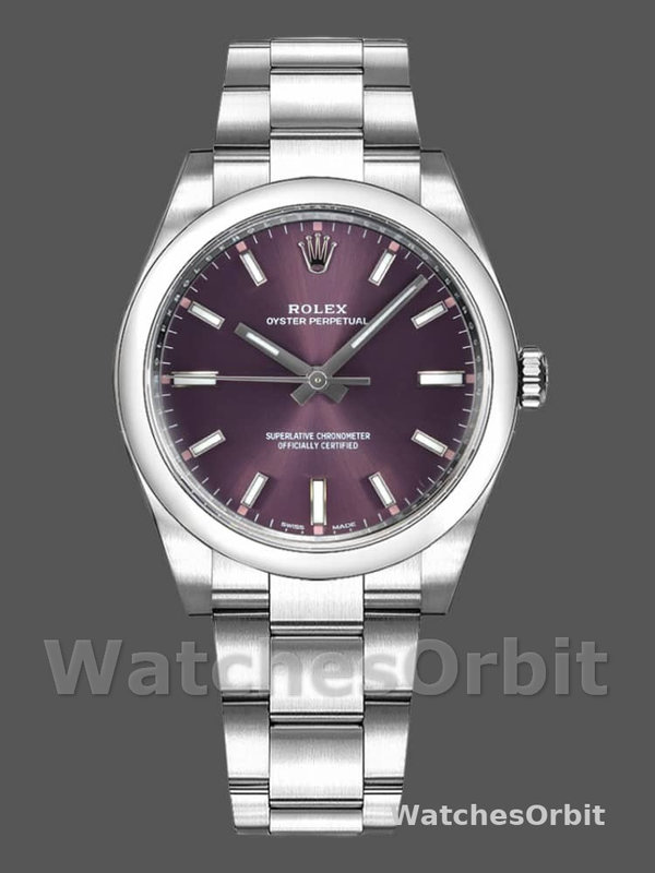 Rolex Oyster Perpetual Air-King 114200 Grape Red Index Dial 34mm Unisex Replica watch