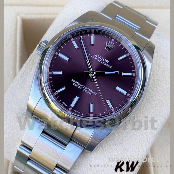 Rolex Oyster Perpetual Air-King 114200 Grape Red Index Dial 34mm Unisex Replica watch