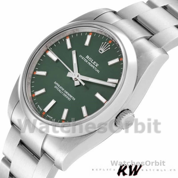 Rolex Oyster Perpetual Air-King 114200 Olive Green Index Dial 34mm Unisex Replica watch