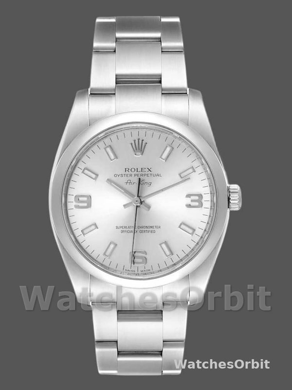 Rolex Oyster Perpetual Air-King 114200 Silver Arabic Dial 34mm Unisex Replica watch