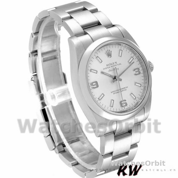 Rolex Oyster Perpetual Air-King 114200 Silver Arabic Dial 34mm Unisex Replica watch