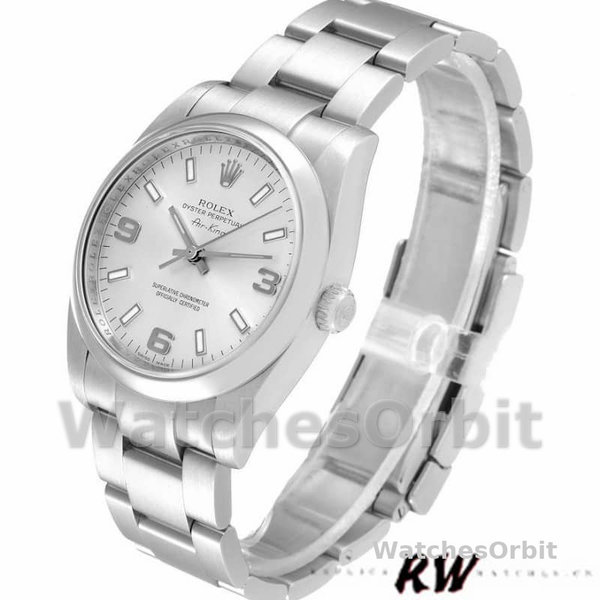 Rolex Oyster Perpetual Air-King 114200 Silver Arabic Dial 34mm Unisex Replica watch