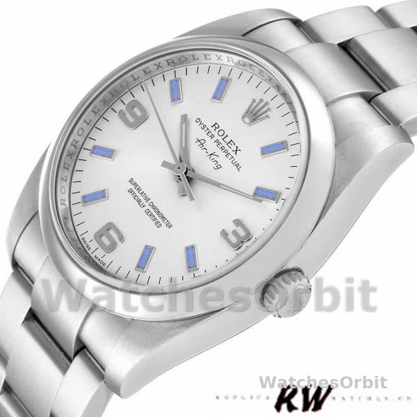 Rolex Oyster Perpetual Air-King 114200 Silver Dial 34mm Unisex Replica watch