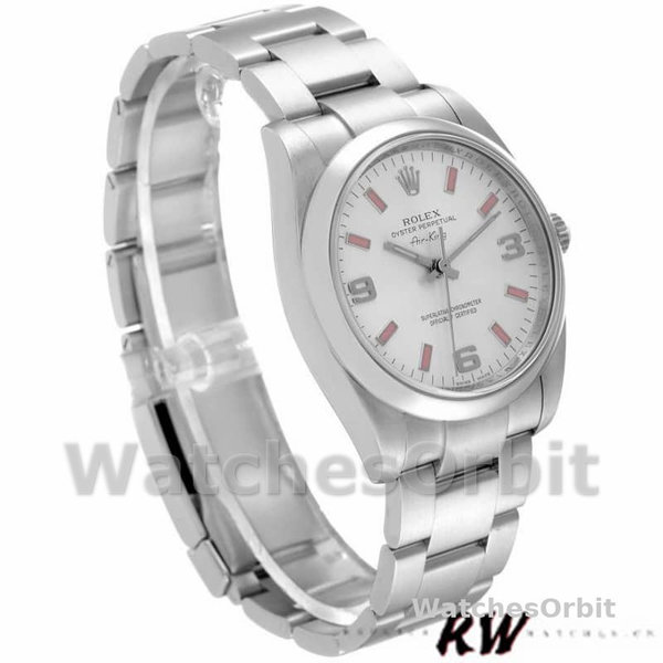 Rolex Oyster Perpetual Air-King 114200 Silver Dial Pink Baton 34mm Unisex replica watch