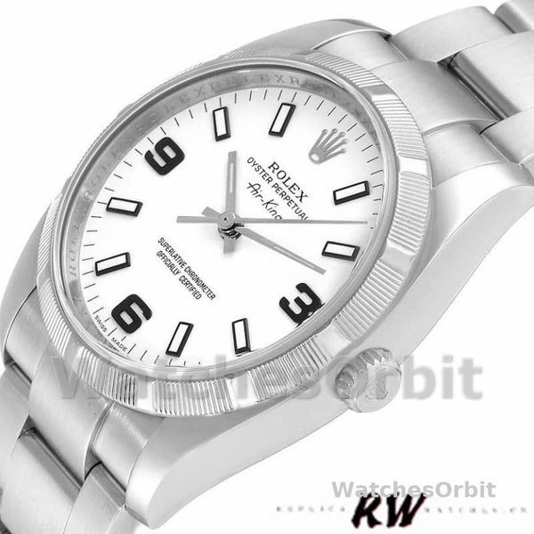 Rolex Oyster Perpetual Air King 114210 White Dial 34mm Unisex replica watch