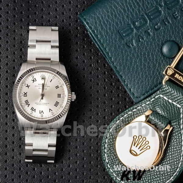 Rolex Oyster Perpetual Air-King 114234 Silver Roman Diamond Dial 41mm Replica Watch