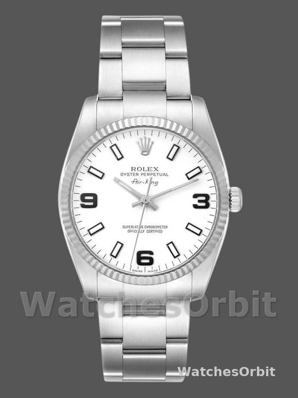 Rolex Oyster Perpetual Air-King 114234 White Arabic Dial 34mm Unisex Replica Watch