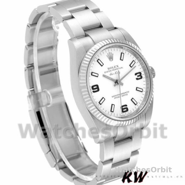 Rolex Oyster Perpetual Air-King 114234 White Arabic Dial 34mm Unisex Replica Watch