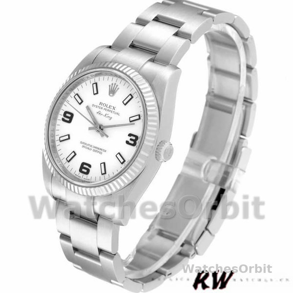 Rolex Oyster Perpetual Air-King 114234 White Arabic Dial 34mm Unisex Replica Watch