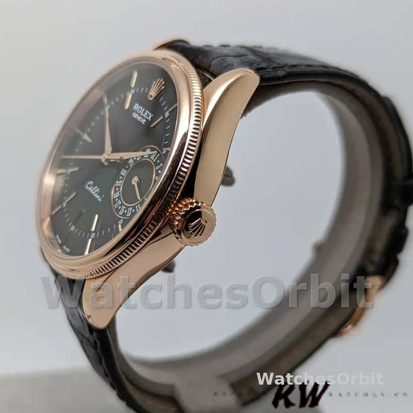 Rolex Cellini Date 50515 Rose Gold Black Index Dial 39mm Mens Replica Watch