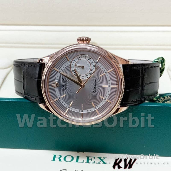 Rolex Cellini Date 50515 Rose Gold Silver Guilloche Index Dial 39mm Mens Replica Watch