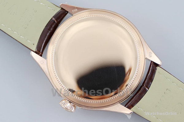 Rolex Cellini Date Rose Gold Silver Crocodile Leather Strap 50515 39mm Mens Replica Watch