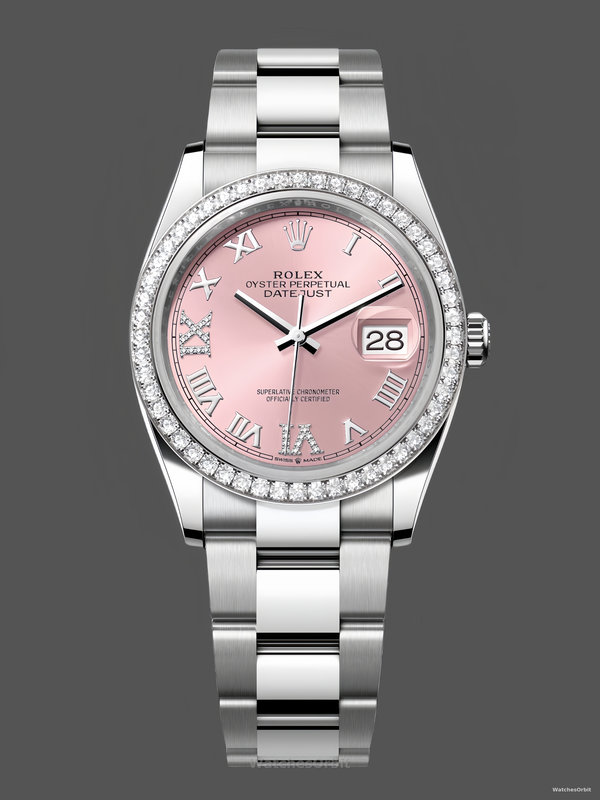 Replica Rolex Datejust 36 126284RBR 0024 Pink Roman Diamond Dial Lady Watch