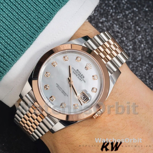 Rolex Datejust 126301 Rose Gold Sundust Diamonds Dial 41MM Mens Replica Watch