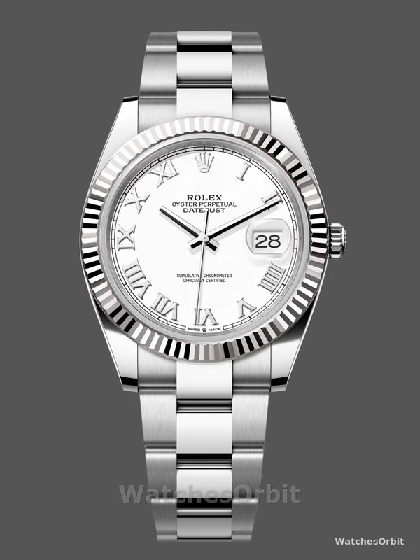 Rolex Datejust 126334 0023 Fluted Bezel White Roman Numeral Dial 41MM Mens Replica Watch
