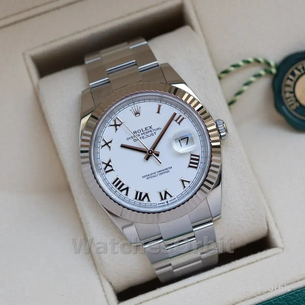 Rolex Datejust 126334 0023 Fluted Bezel White Roman Numeral Dial 41MM Mens Replica Watch