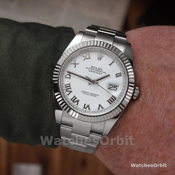 Rolex Datejust 126334 0023 Fluted Bezel White Roman Numeral Dial 41MM Mens Replica Watch