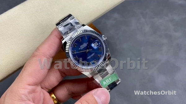 Rolex Datejust 126334 0025 Fluted Bezel Blue Roman Numeral Dial 41MM Mens Replica Watch