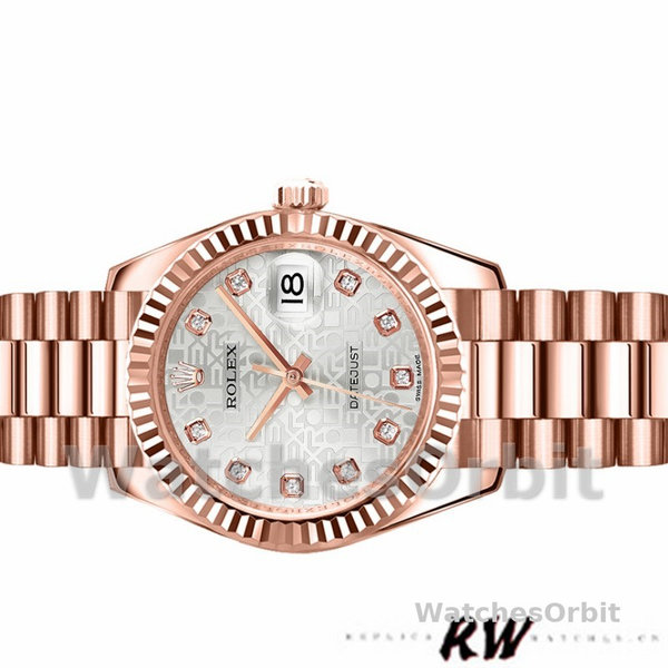 Rolex Datejust 178275 Everose Gold Jubile Silver Dial 31mm Lady Replica Watch