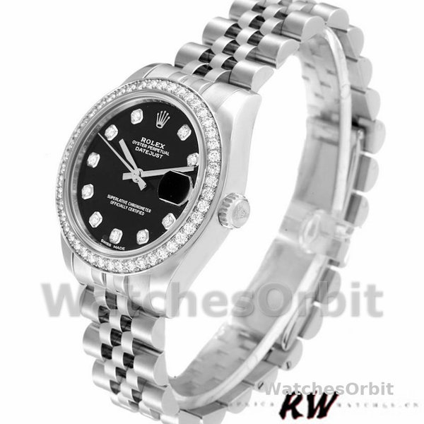 Rolex Datejust 178384 Diamond Bezel Black Diamond Dial 31MM Lady Replica Watch