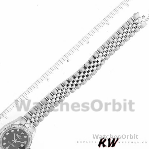 Rolex Datejust 178384 Diamond Bezel Black Diamond Dial 31MM Lady Replica Watch