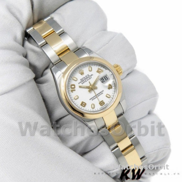 Rolex Datejust 179163 White Arabic Dial Domed Dezel 26MM Lady Replica Watch
