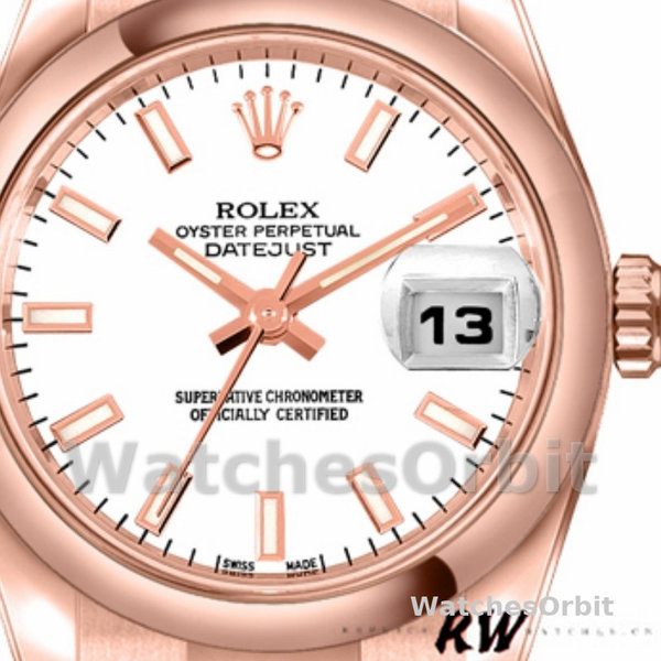 Rolex Datejust 179165 Everose Gold White Index Dial 26MM Lady Replica Watch