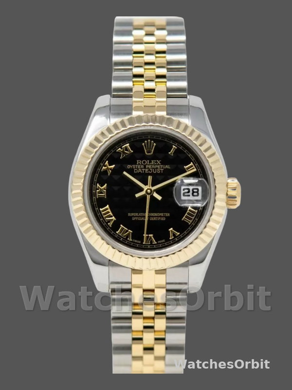 Rolex Datejust 179173 Black Dial Fluted Bezel 26MM Lady Replica Watch
