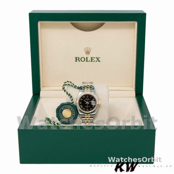 Rolex Datejust 179173 Black Dial Fluted Bezel 26MM Lady Replica Watch