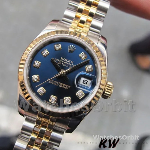 Rolex Datejust 179173 Blue Diamond Dial Fluted Bezel 26MM Lady Replica Watch