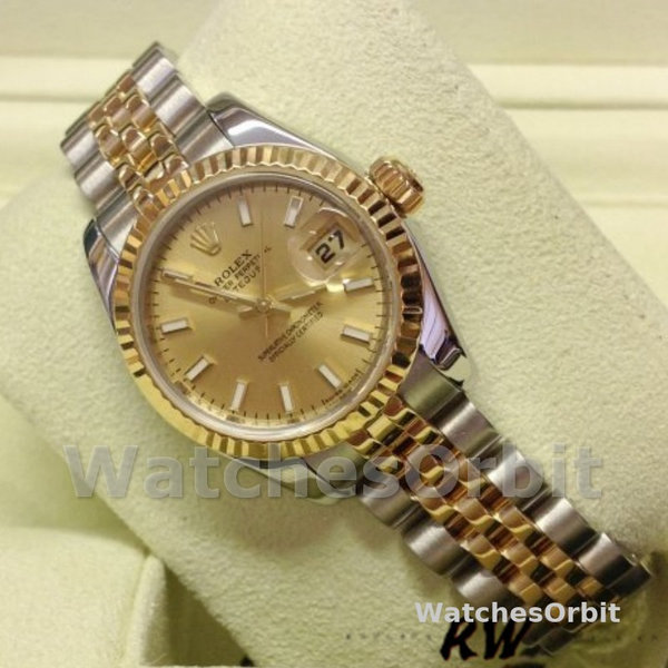 Rolex Datejust 179173 Champagne Index Dial Fluted Bezel 26MM Lady Replica Watch