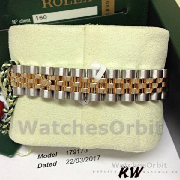 Rolex Datejust 179173 Champagne Index Dial Fluted Bezel 26MM Lady Replica Watch