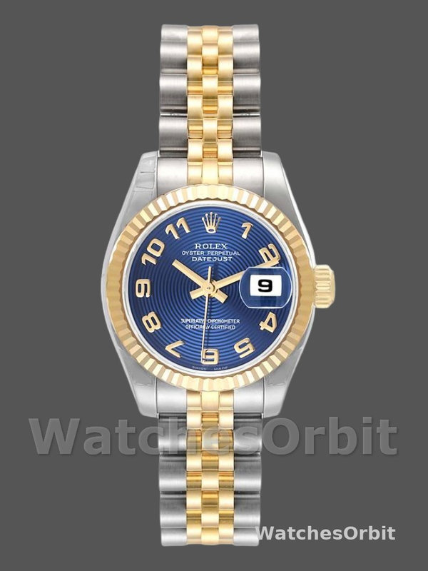 Rolex Datejust 179173 Concentric Circle Blue Dial Fluted Bezel 26MM Lady Replica Watch