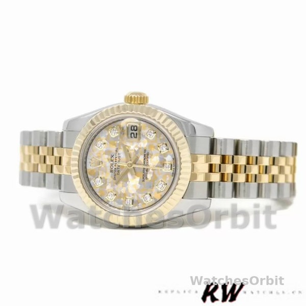 Rolex Datejust 179173 Jubilee Crystal Grey and Champagne Dial 26MM Lady Replica Watch