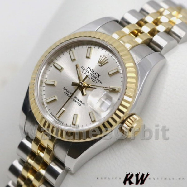 Rolex Datejust 179173 Silver Index Dial Fluted Bezel 26MM Lady Replica Watch