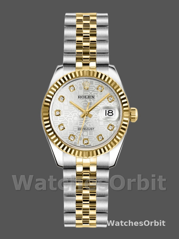 Rolex Datejust 179173 Silver Jubilee Diamond Dial Fluted Bezel 26MM Lady Replica Watch