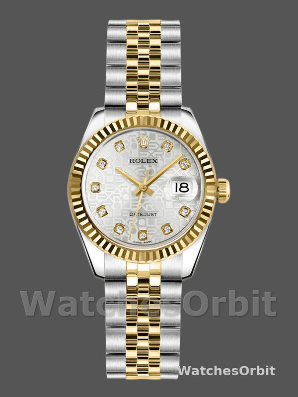 Rolex Datejust 179173 Silver Jubilee Diamond Dial Fluted Bezel 26MM Lady Replica Watch