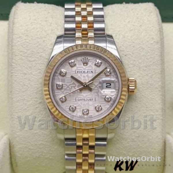 Rolex Datejust 179173 Silver Jubilee Diamond Dial Fluted Bezel 26MM Lady Replica Watch