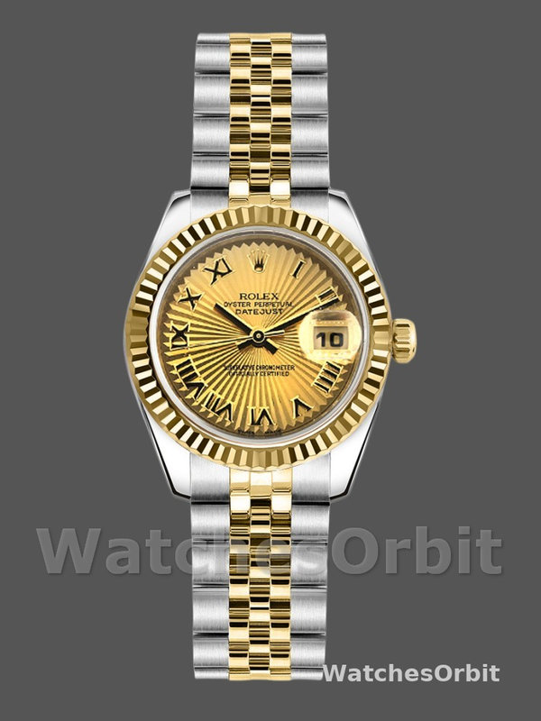 Rolex Datejust 179173 Sunbeam Champagne Dial Fluted Bezel 26MM Lady Replica Watch