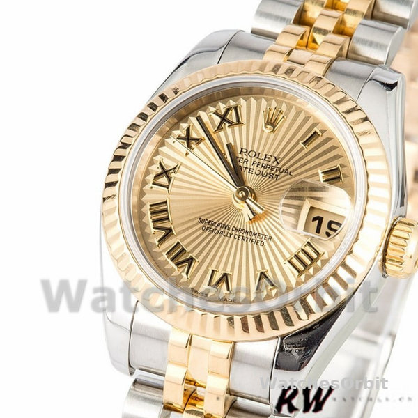 Rolex Datejust 179173 Sunbeam Champagne Dial Fluted Bezel 26MM Lady Replica Watch