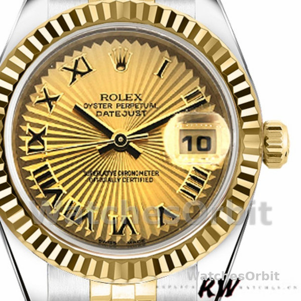 Rolex Datejust 179173 Sunbeam Champagne Dial Fluted Bezel 26MM Lady Replica Watch