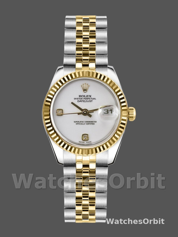 Rolex Datejust 179173 White Dial Diamonds Fluted Bezel 26MM Lady Replica Watch