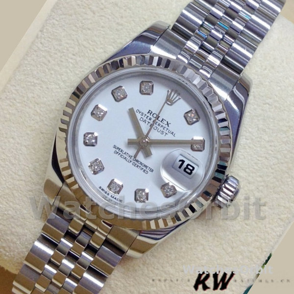 Rolex Datejust 179174 White Diamond Dial Fluted Bezel 26MM Lady Replica Watch