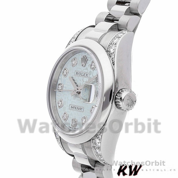 Rolex Datejust 179269 Ice Blue Jubilee Dial Diamond Lugs 26MM Lady Replica Watch
