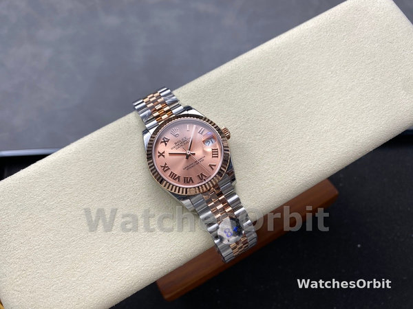 Rolex Datejust 278271 Sun Dust Roman Dial Two Tone Rose Gold Fluted Bezel Jubilee