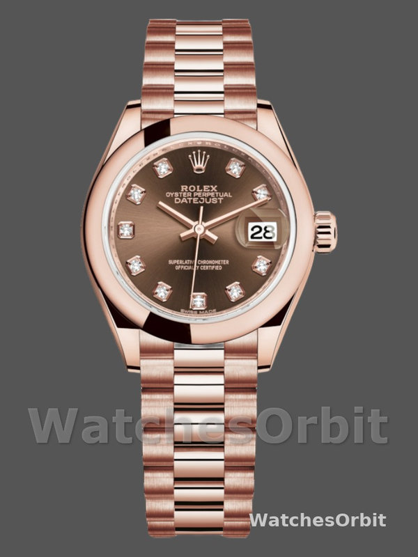 Rolex Datejust 279165 Chocolate Brown Dial Diamond Domed Bezel 28mm Lady Replica Watch
