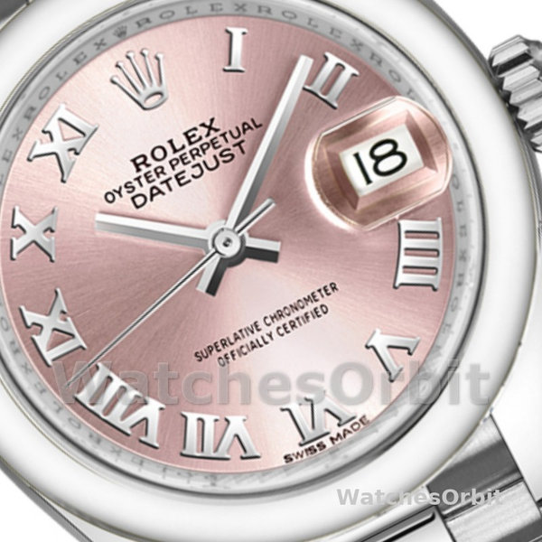 Rolex Datejust 279166 Pink Roman Numeral Dial Domed Bezel 28mm Lady Replica Watch